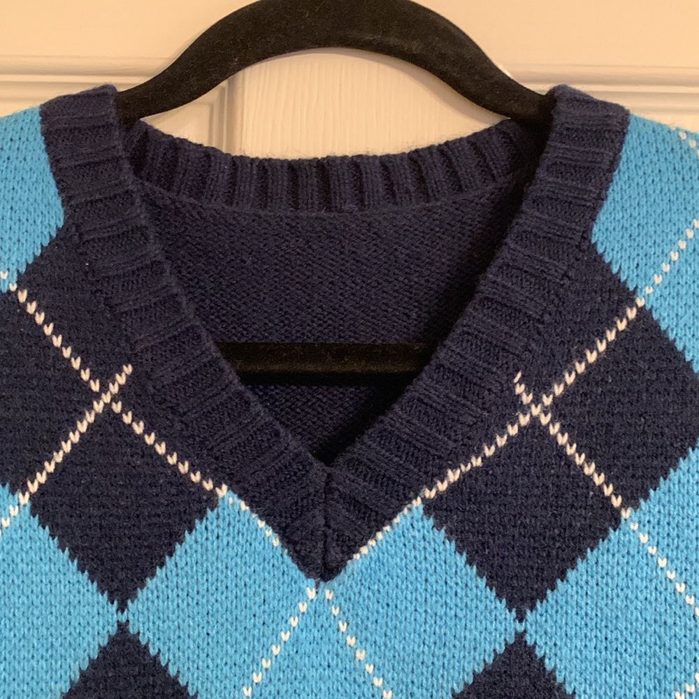 Blue Argyle Sweater Vest - Picture 2 of 5